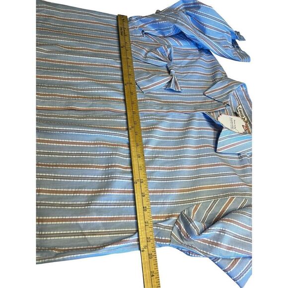 Nanette Lepore Women's Large White Stripe Bow Poplin Button-Up Shirt blouse - Picture 6 of 10